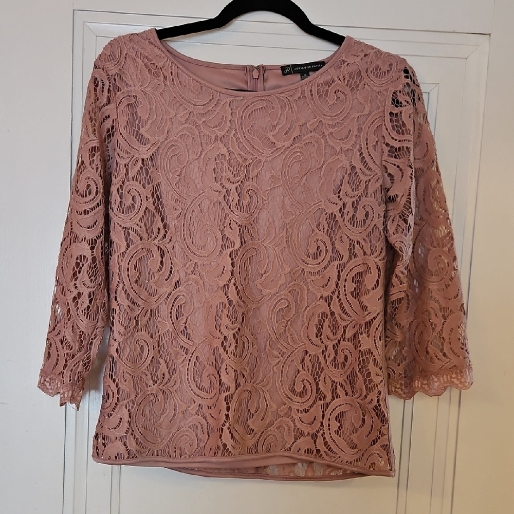 Adrianna Papell Dusty Rose Lace Blouse